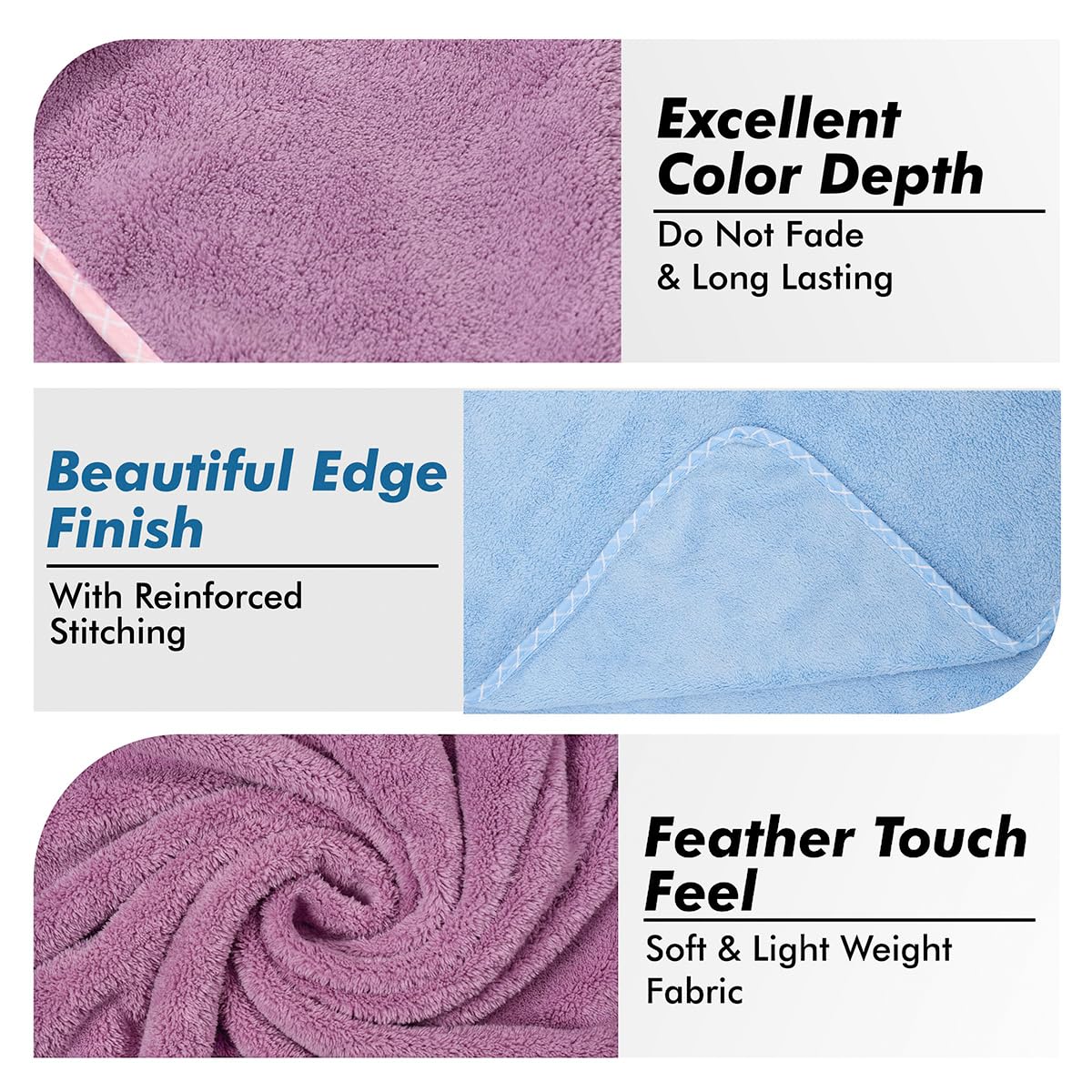 Urbanleaf Microfiber Large Bath Towel Quick Dry Super Absorbent Bath Towel | Towel For Bath, Travel, Gym, Beach, Pool & Yoga (Blue & Purple)