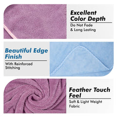 Urbanleaf Microfiber Large Bath Towel Quick Dry Super Absorbent Bath Towel | Towel For Bath, Travel, Gym, Beach, Pool & Yoga (Blue & Purple)