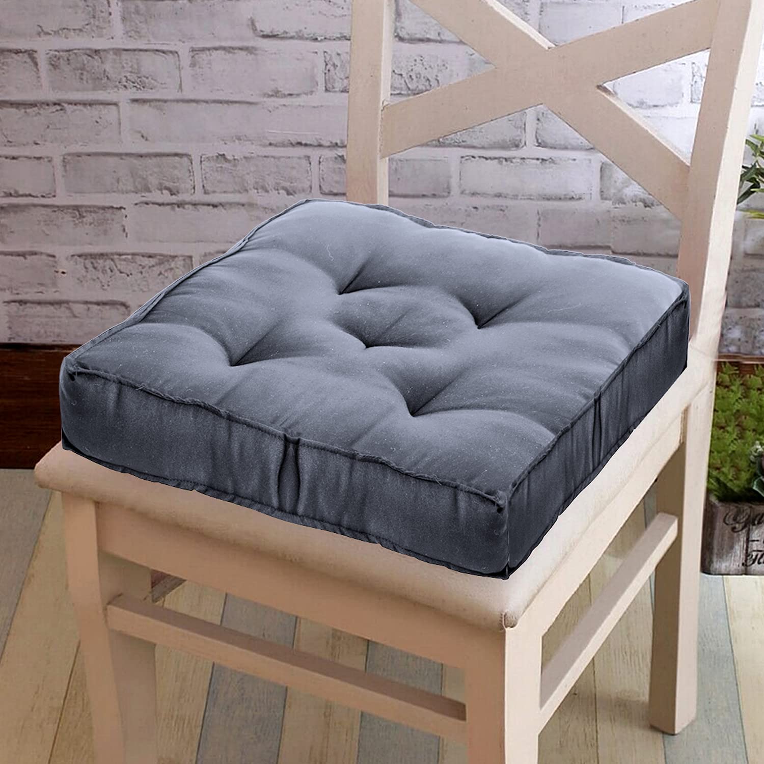Microfiber Chair Pad, Chair Cushion Pad For Office Home, Sitting Cushion Pillow, Grey | Seat Cushion For Chair | Floor Pillow, Perfect Fit For Any Chair, Long Lasting Chair Pad - Pack Of 3