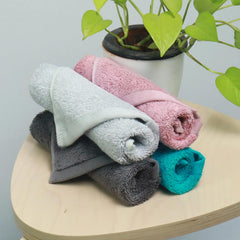 Heelium Bamboo Face Towel 800 Gsm | Ultra Absorbent & Odour-Free 3x Softer Than Cotton Towels | Pack Of 4 -Light Grey, Grey, Teal & Peach