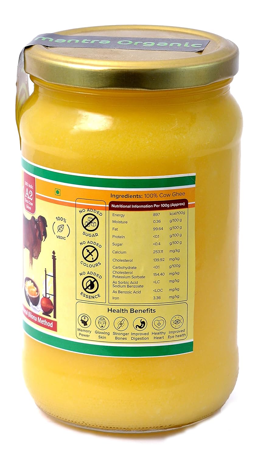 Premium Desi Sahiwal Cow Ghee By Yugmantra Organic Foods | Healthy & Delicious Desi Ghee Perfect For Weight Managements | (600ml) 20.2 | Jar Pack