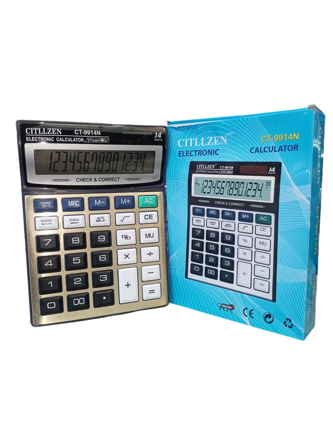 Basic Electronic Calculator 14 Digit CT-9914N | 112 Step Check Correct