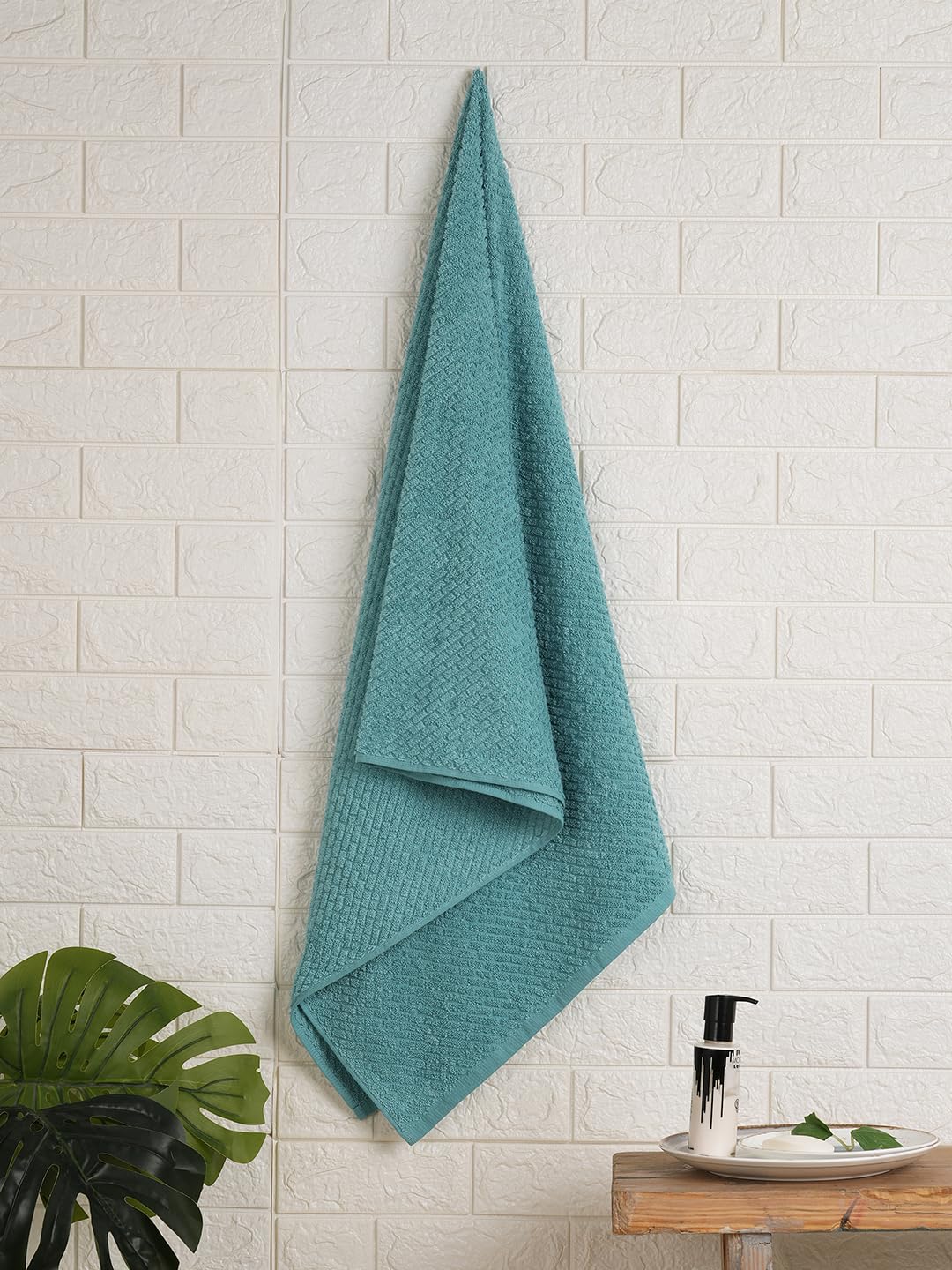 Spaces 100% Cotton Large Bath Towel 400 Gsm | For Men & Women Super Absorbent, Quick Dry, Ultra Soft Dobby Solid Design Towels Large Size (Dusty Turquoise)