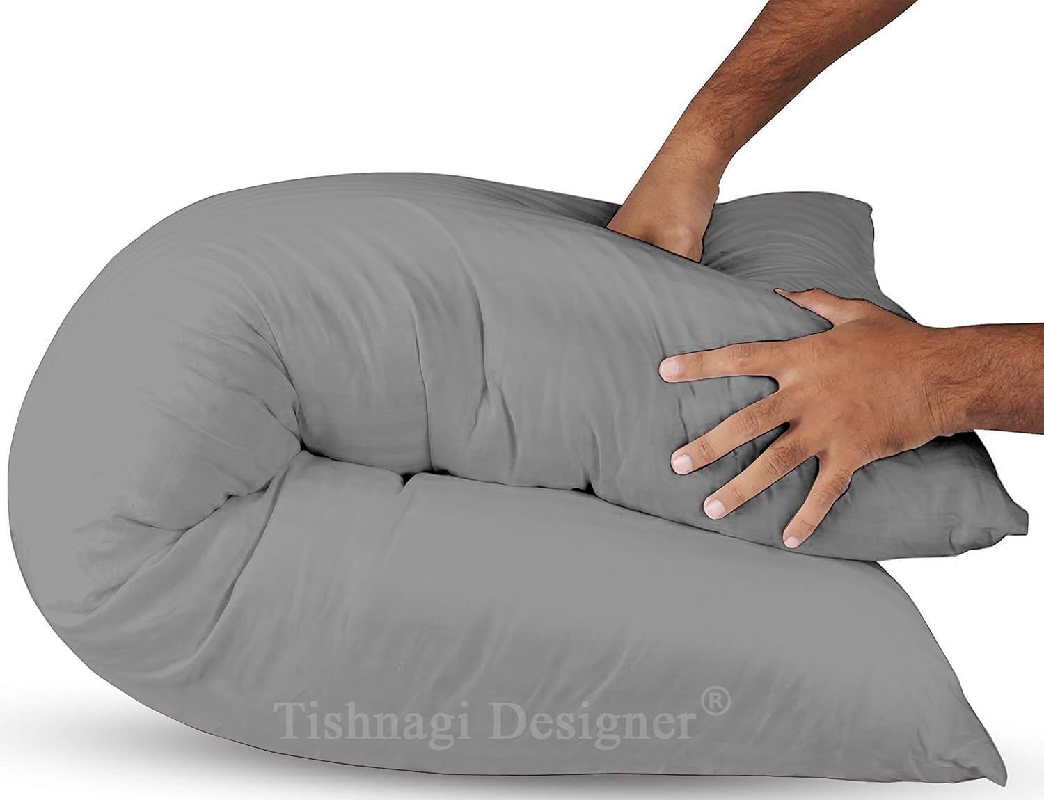 Pregnancy Pillow, Cotton Soft Maternity Pillow, Grey Color - 18 X 54 Inch | Pillow For Pregnant Women, Full Body Support, Removable Grey Cover With Microfiber Filling, Adjustable - Pack Of 1