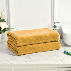 Black Gold The Finer Touch Microfiber Bath Towels 1000 Gsm | Super Absorbent, Lightweight, Ultra-Soft, Fade Resistant (Yellow) - Pack Of 2