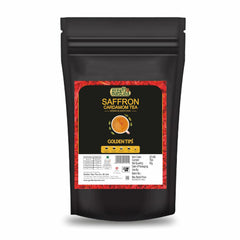 Golden Tips Saffron Cardamom Tea - 50gm, 1.7 Ounce | Exotic Robust CTC Chai - Kesar Elaichi Chai | Caffeine Free, Artificial Flavor Free