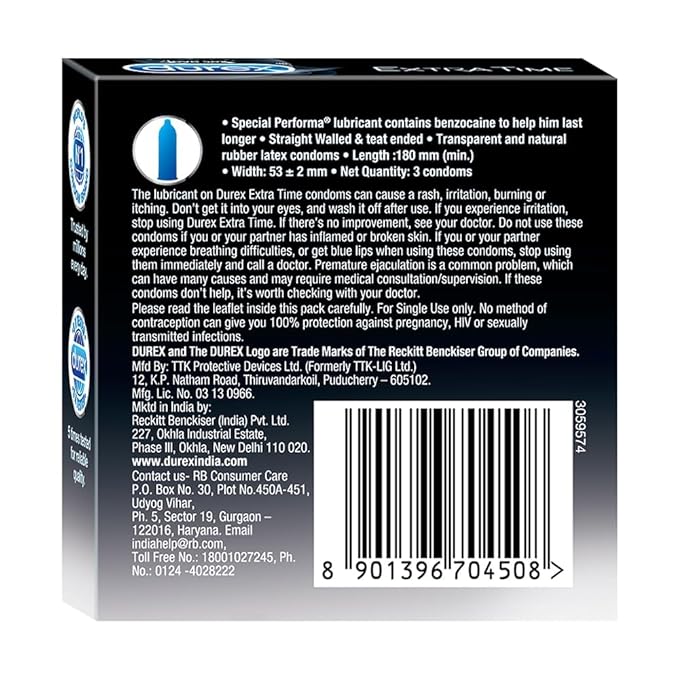 Durex Extra Time - Pack Of 3 Condoms