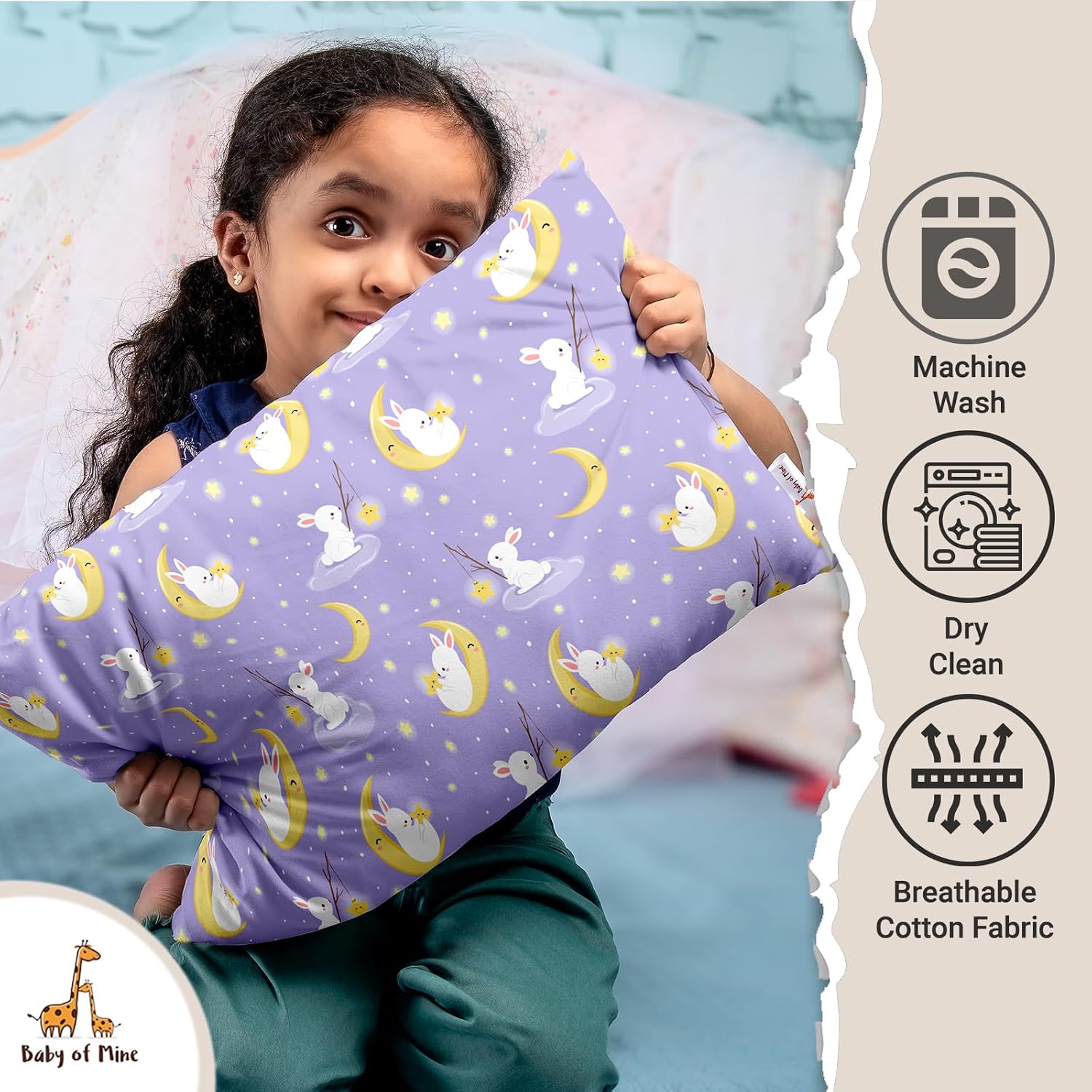 Personalized Pillow For Kids, Super Soft Cotton Kids Cushion - 12 X 18 Inches | Custom Name, For 5 Years Old Kids, Adorable Prints | For Head, Neck Support Baby Pillow - Pillow 05