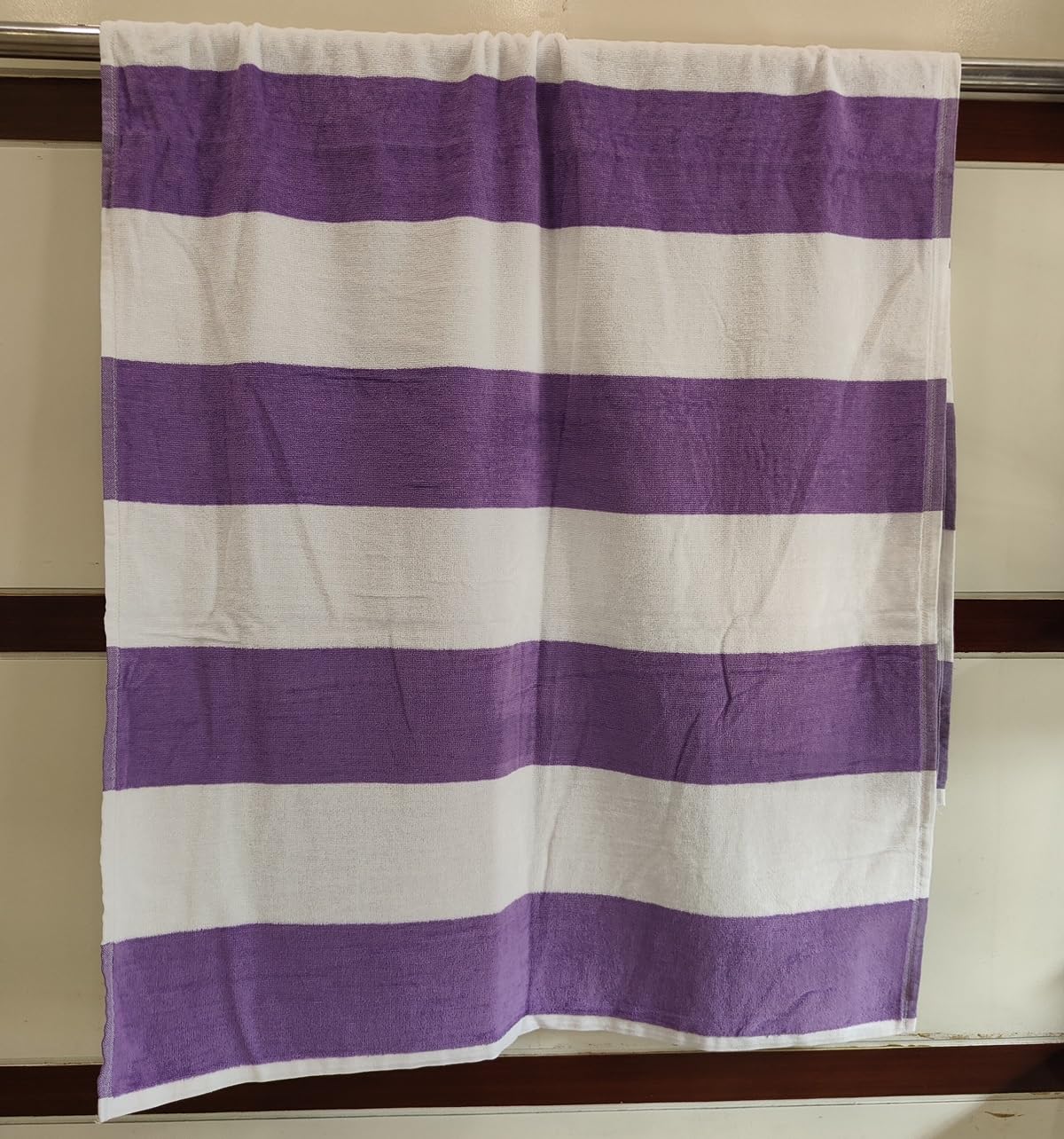 Cotton Bolls Textiles Premium 100% Cotton Bath Towel 450 Gsm | Ultra-Soft & Absorbent Quick Dry Durable Stripe Design Towel (Purple)