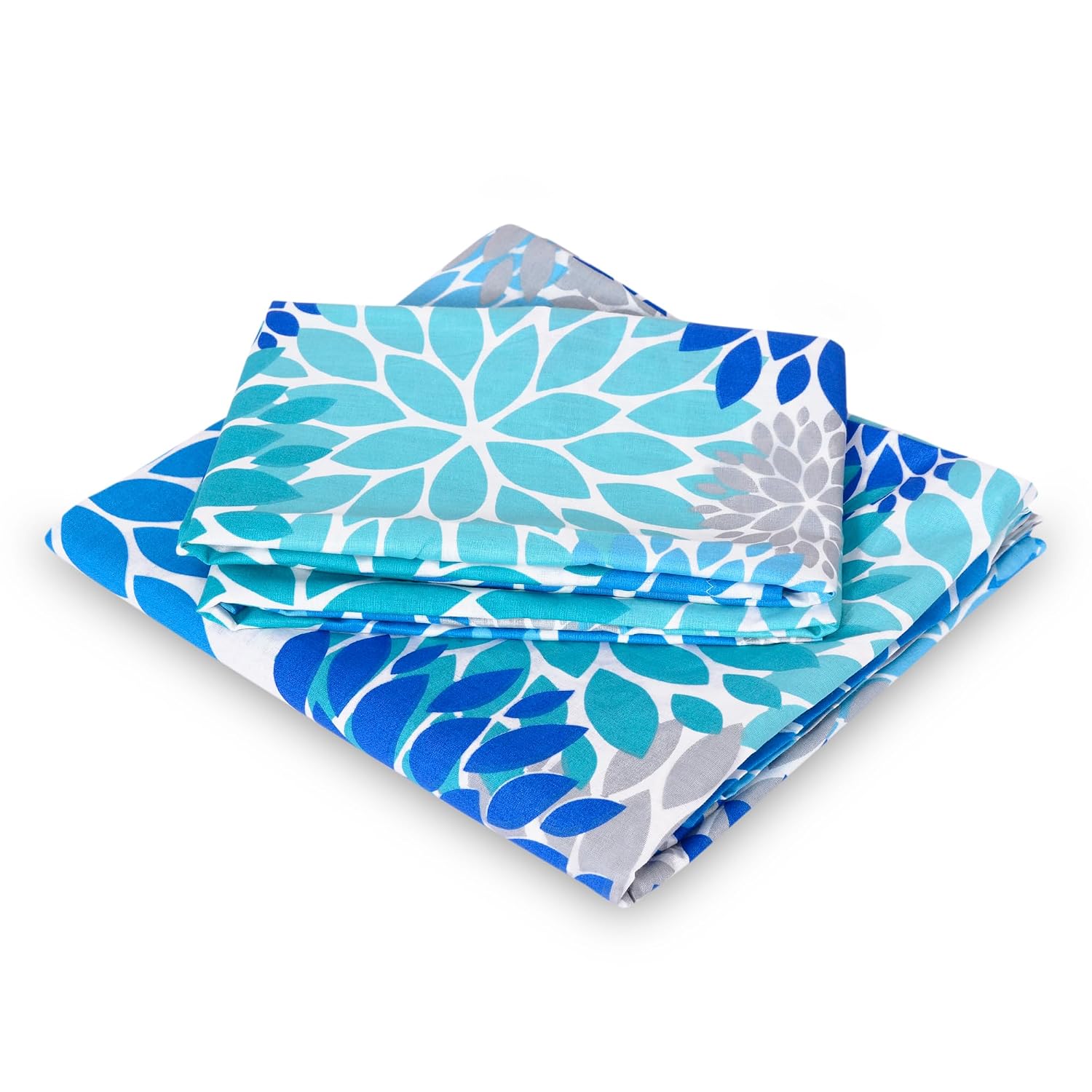 1 Single Bedsheet With 1 Pillow Cover - 57 X 87 Inches, Aqua & Blue | Skin Friendly Fabric For Everyday Use - Soft, Breathable & Comfortable Sleeping