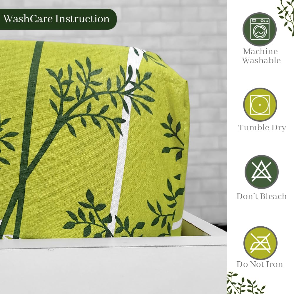 Double Bedsheet For Queen Size With 2 Pillow Covers - 60 X 78 Inches, Green & White | All Around Elastic Fitted Soft, Lightweight & Breathable Cotton Bedsheet