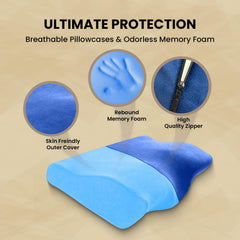 Cervical Pillow For Neck & Shoulder Pain Relief, Memory Foam Pillow For Sleeping | Blue & Sky-Blue, Orthopedic Pillow For Spondylitis, Long Lasting, Perfect For All Sleeping Position