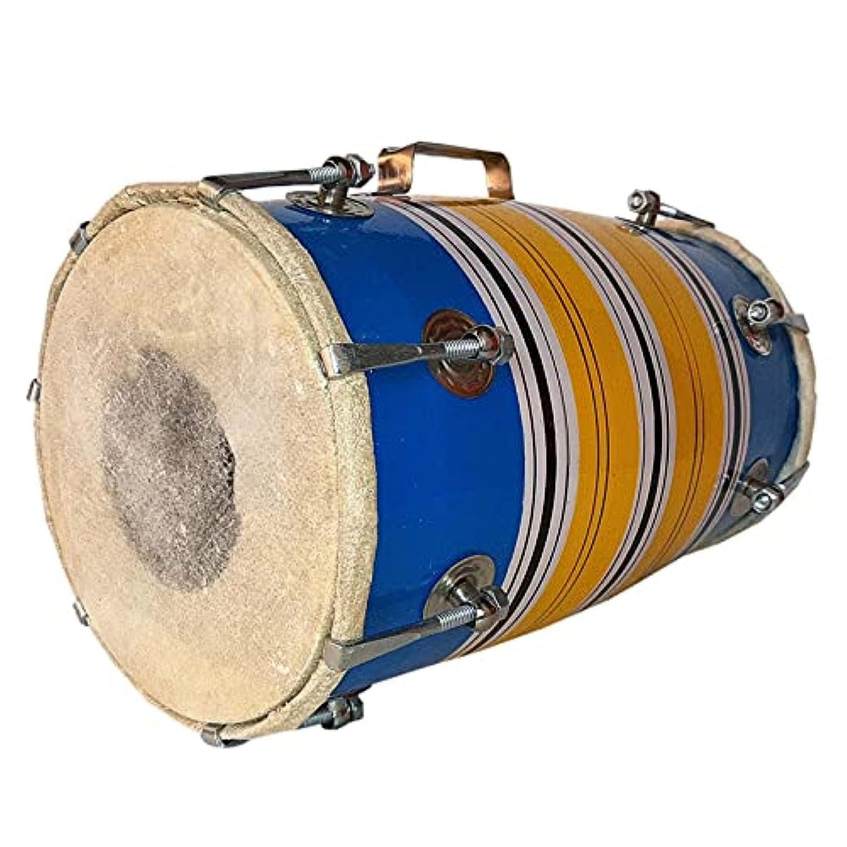Wood Dholak Indian Folk Musical Instrument Drum Nuts N Bolt - Multicolor | Perfectly Symmetric Round Dholak - Dholak For Festival, Wedding, Satsang | Very Easy To Tune