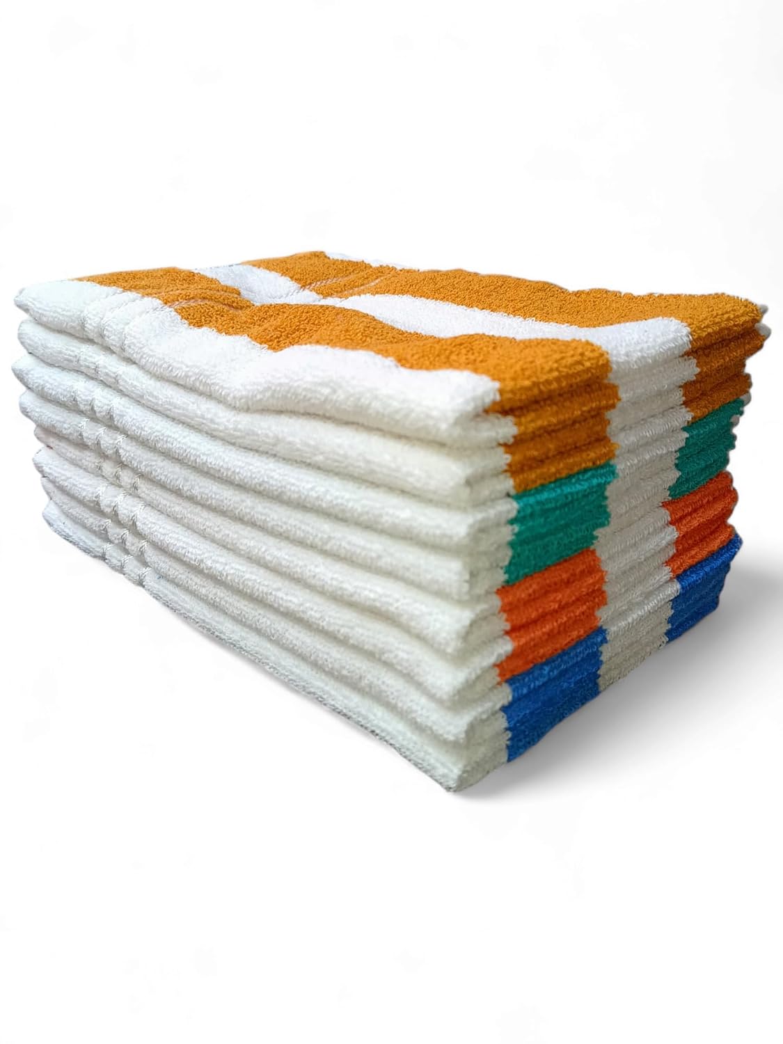 Pure Cotton White Striped Hand Towels 1200 Gsm | Soft & Super Absorbent For Kitchen & Gym - Set Of 8