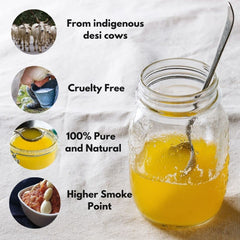 100% Pure A2 Desi Cow Ghee By Healthy Roots | Natural & Healthy Gir Cow Cultured Desi Ghee Good For Weight Loss | (250ml) 8.4 Ounce | Jar Pack