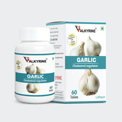 Valkyrine 100% Natural Garlic Tablets, Promote Heart Health & Athletic Performance, Natural Formula Reducing Cholesterol Levels, Promoting Healthier Cardiovascular System | 60 Tablets 100gm 0.2lbs