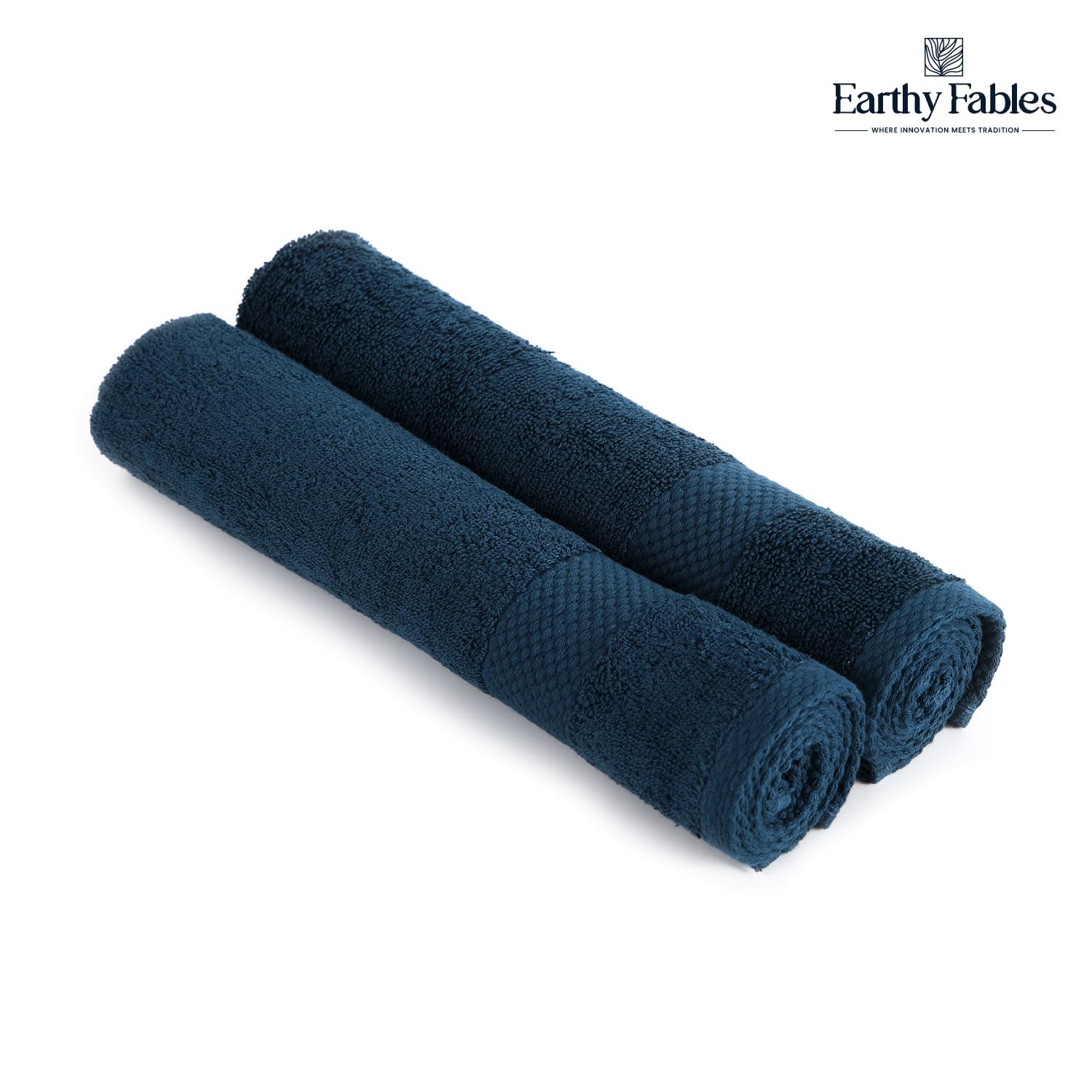 Earthy Fables Premium Hand Towels 600 Gsm | 100% Combed Cotton Ultra Soft Quick Dry & Highly Absorbent, For Home, Gym & Travel | Set Of 2 (Dark Teal)