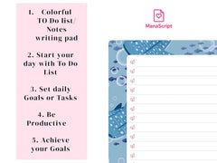 A5 Notes/To Do List Notepad, Beautiful Checklist Pad, Tear-Off Sheets (Whale, Blue) Pack Of 1