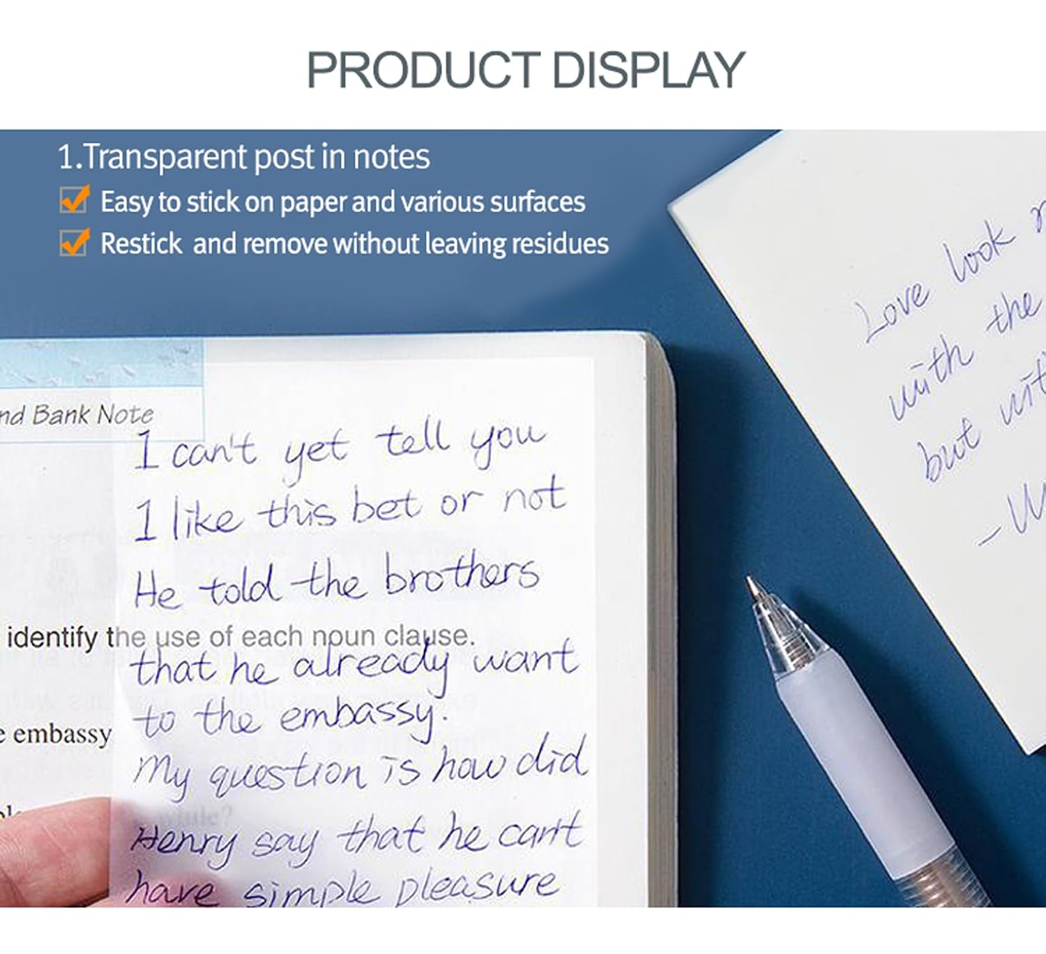250 Sheets Transparent Sticky Notes Pad | Perfect For College Book & Office Stationery Art & Craft