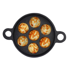 Super Smooth Black Cast Iron Paniyaram Pan - 7 Pit, 19cm, 7.4 Inch, 2.2 Kg | Induction Friendly - Nonstick, Pre-Seasoned Appe Or Paddu Pan, 100% Pure & Toxin-Free, No Chemical Coating