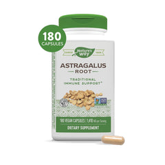 Nature's Way Astragalus Root, Supports Traditional Immune Health, Gluten Free, Vegan, Non Gmo | 180 Vegan Capsules 200gm 0.4lbs
