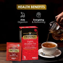 Twinings English Breakfast Tea - 25 Enveloped Teabags | English Classic Range Premium Black Tea - Medium Strength, Rich Flavor, High Caffeine