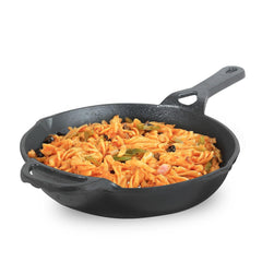 Pre-Seasoned Black Cast Iron Fry Pan Or Skillet With Long Handle - Medium 26.2cm, 10.3 Inch, 1.8 Ltr, 2.3 Kg | Induction Friendly, Nonstick Fry Pan, 100% Pure & Toxin Free, No Chemical Coating