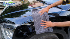 Softspun Microfiber Cloth Towel 400 Gsm | Extra Thick Microfiber Cleaning Cloths Perfect For Bike, Auto, Cars Both Interior & Exterior (Grey)- Pack Of 1