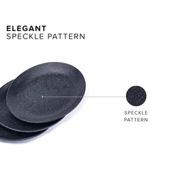 Ceramic Quarter Plates Set Of 6, Black Speckle | Premium Stoneware Snacks Plates Set - Dessert Plates | Small Plates With Matte Finish - Microwave Safe & Chip Resistant