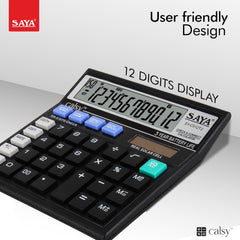 Saya Check And Correct Basic Desktop Calculator For Office & School Supplies | Ergonomic Design With Large Display | Dual Power | 1 Year Warranty | Best For Accounting, Business, Daily Use