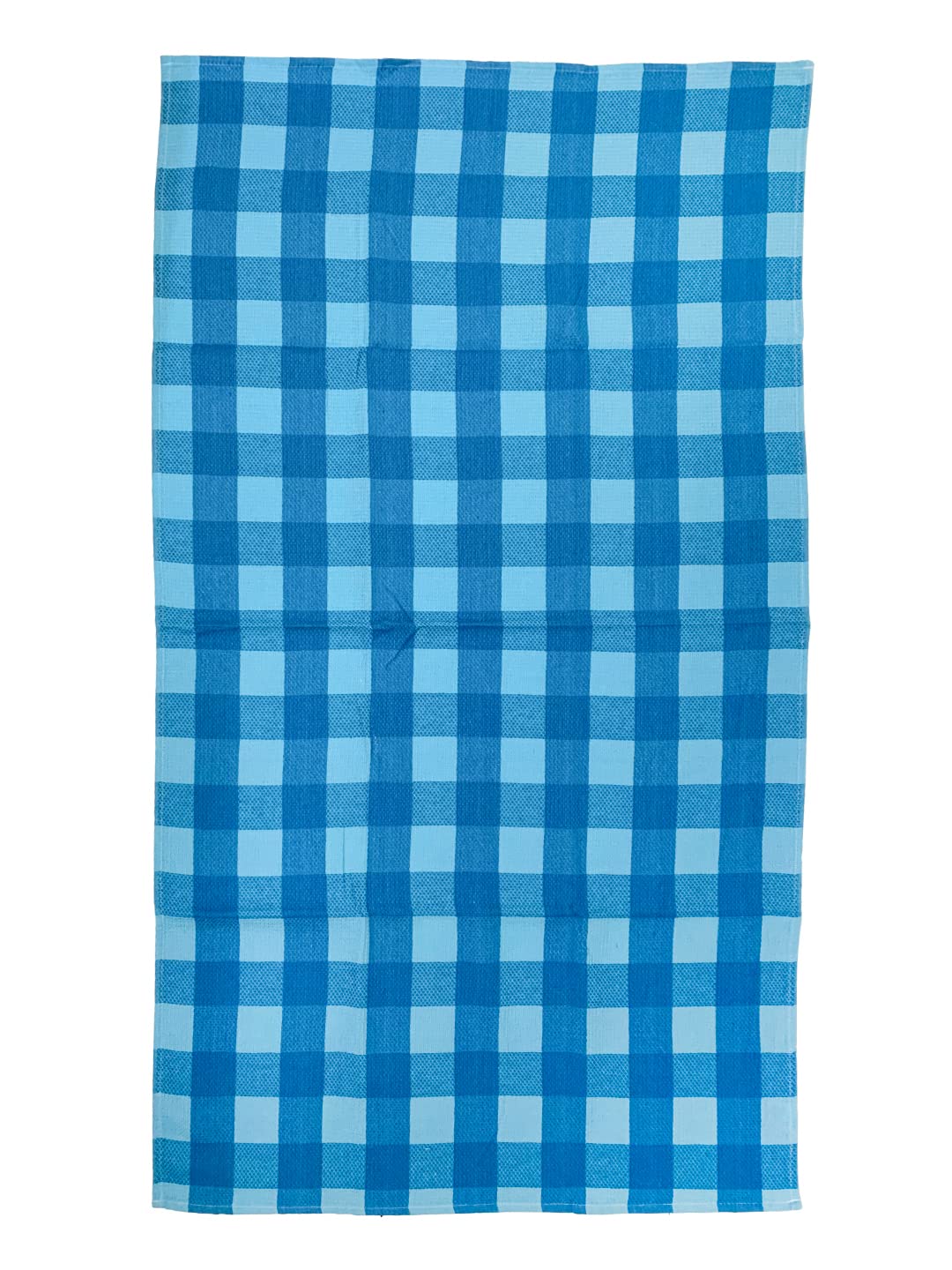 Athom Living Premium Cotton Light Weight Quick-Dry High Absorbent Cotton Bath Towel 250 Gsm, S (Blue Checks)