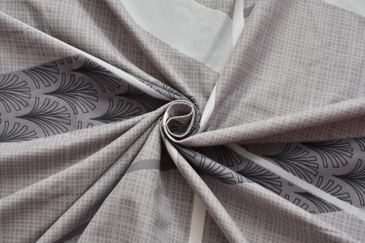 Double Bed Bedsheet With 2 King Size Pillow Covers - 90 X 90 Inches, Grey & White | Designer Printed 220 TC Cotton Feel For Summer Double Bed