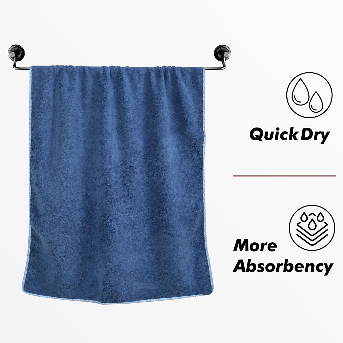 Urbanleaf Microfiber Large Bath Towel Quick Dry Super Absorbent Bath Towel | Towel For Bath, Travel, Gym, Beach, Pool & Yoga (Navy Blue & Green)