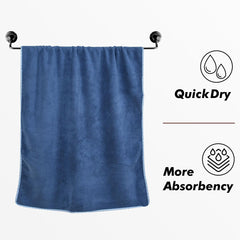 Urbanleaf Microfiber Large Bath Towel Quick Dry Super Absorbent Bath Towel | Towel For Bath, Travel, Gym, Beach, Pool & Yoga (Navy Blue & Green)