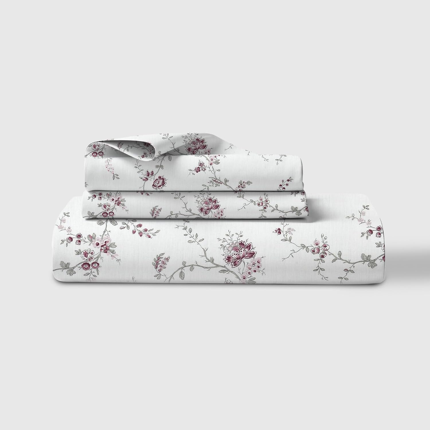 Luxury Bedsheet Queen Size With 2 Pillow Cover - 60 X 78 Inches, White & Grey | Printed All Around Elastic Fitted Bedsheet | Durable & Fade-Resistant