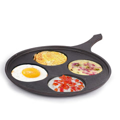 Pre-Seasoned Black Cast Iron Uttapam Tawa - 4 Pit, 27.5cm, 10.8 Inch, 2.5 Kg | Induction Friendly, Naturally Nonstick, 100% Pure & Toxin-Free, No Chemical Coating