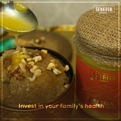 Pure Organic Badri Cow A2 Bilona Ghee By Sanatan Organic | Rich Source Of Vitamin A & Protein Fiber Healthy Pure Desi Cow Ghee | (250ml) 8.4 Ounce | Jar Pack