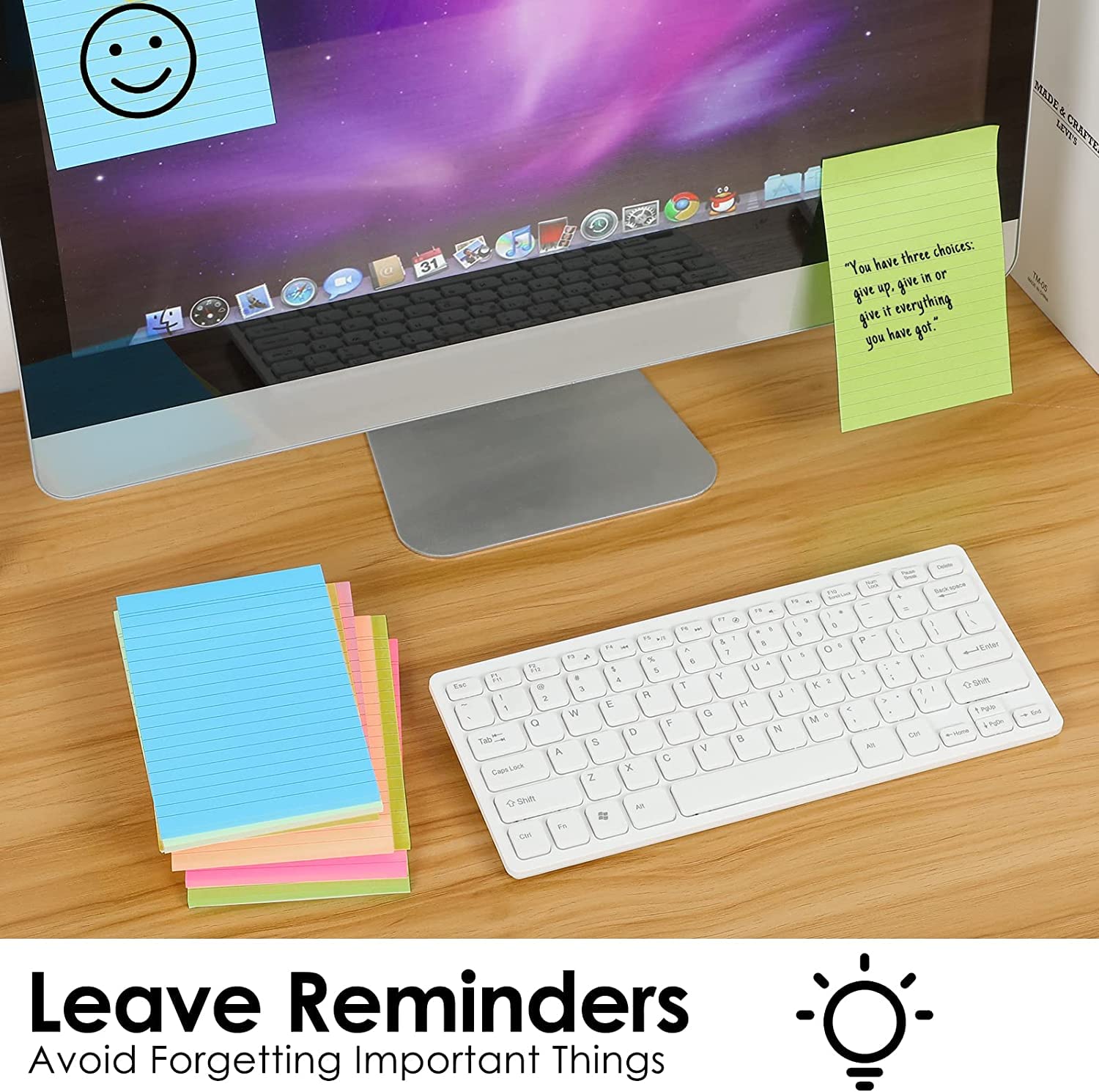 Lined Sticky Notes Pad - Easy To Post For School, Office, Desk Accessories - 6 Pads X 45 Sheets