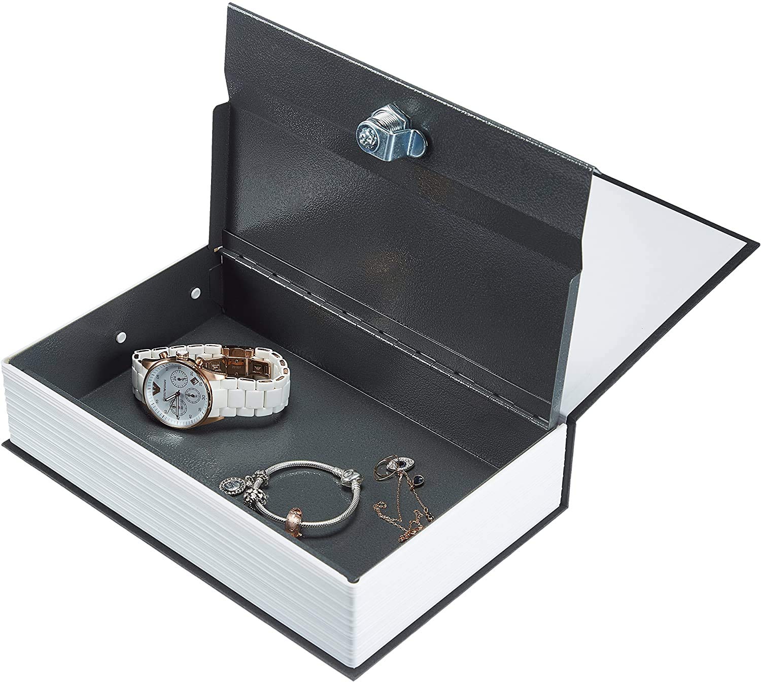 Metal Jumbo XXl Book Style Money Cash Locker Jewellery Home Safe Box (Random Print), Dictionary - 24 X 15.5 X 5.5 Cm, Control Type - Key Control