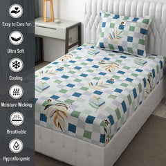 Microfiber Single Bedsheet Set With 1 Pillow Covers (60 X 90 Inches) Multicolor | Durable & Long-Lasting | 144 Thread Count | Wrinkle Free