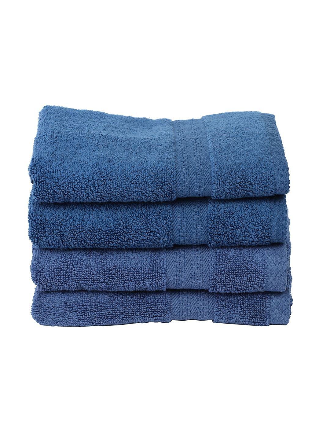 Bianca Ultra Soft Zero Twist 100% Cotton Towel Hand Towel 480 Gsm | Super Absorbent, Fluffy, Aerocore Organic Technology - For Men, Women, Gym, Kitchen (Navy)- Pack Of 4