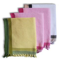 Athom Trendz Living Light Weight Cotton Premium Waffle Border Bath Towel | Pack Of 4