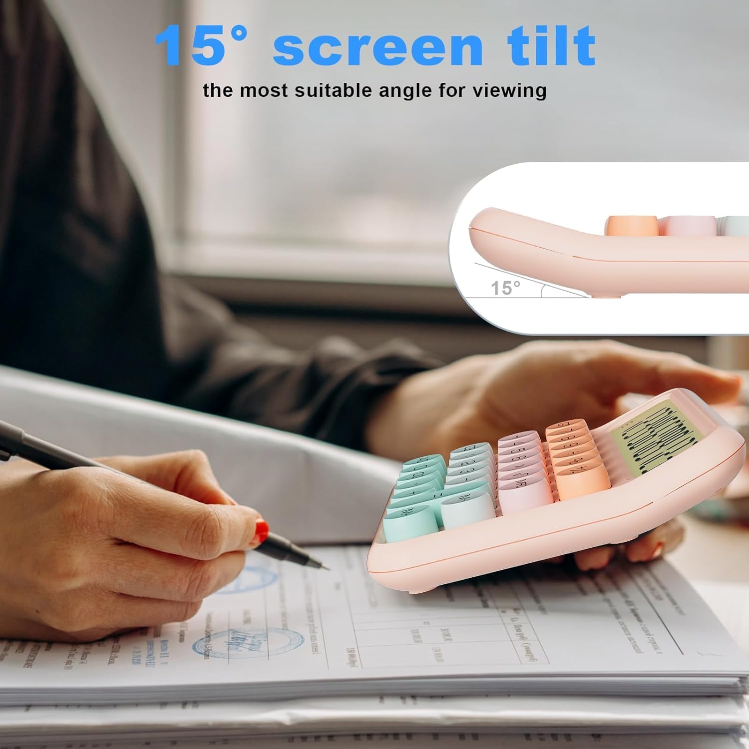 Nilzone Mechanical Switch Calculator Cute 12 Digit Large LCD Display And Buttons, Calculator With Large LCD Display Great For Everyday Life And Basic Office Work (Colourful Calculator)