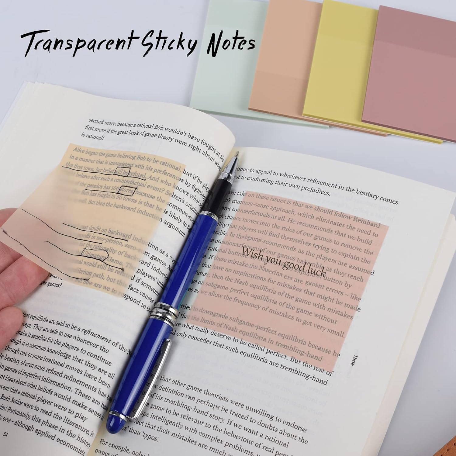 Transparent Sticky Notes, Clear Sticky Notes Pad, Clear Self-Adhesive Annotation Tabs - 4 Pack
