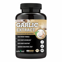 Adorreal Garlic Extract Capsules, Cardiovascular Support, Boosts Digestion, Maintains Cholesterol, Promoting Healthy Blood Flow & Circulation | 120 Capsules 150gm 0.3lbs