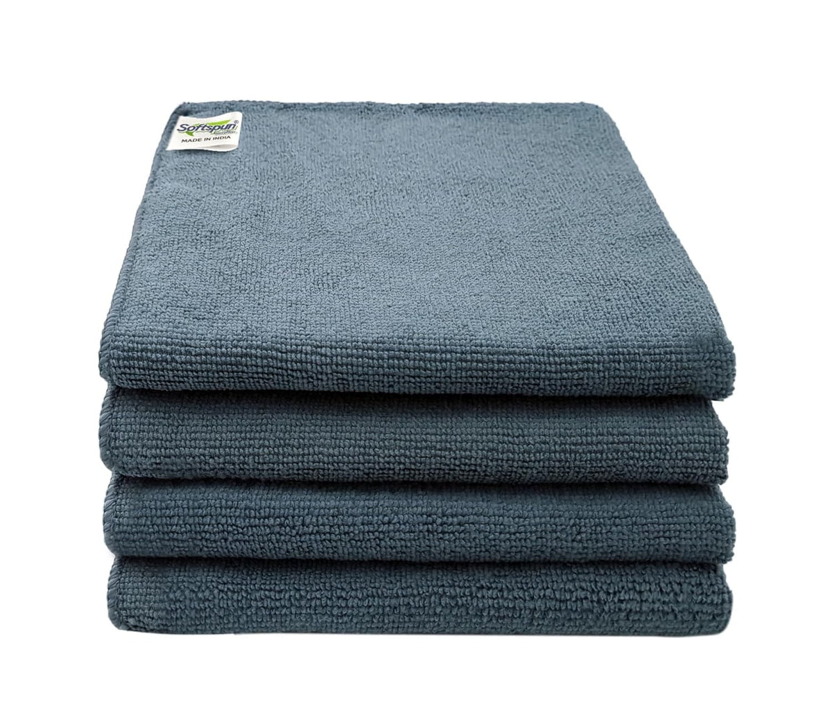 Softspun Microfiber Cleaning Cloths 450 Gsm | Highly Absorbent, Lint & Streak Free, Multi -Purpose Wash Cloth For Kitchen, Car, Window, Stainless Steel (4 Pcs)- White