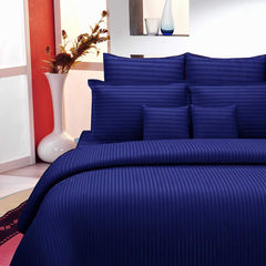 Cotton Bedsheet For Double Bed Queen Size - 90 X 100 Inches, Blue With 2 Pillow Covers | 350 Thread Count | Premium Comfort Bedsheets For Home, Hotels & Guest House