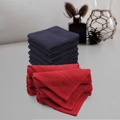 Sassoon Anatolia 12 Piece Cotton Face Towel 500 Gsm (Red & Denim)