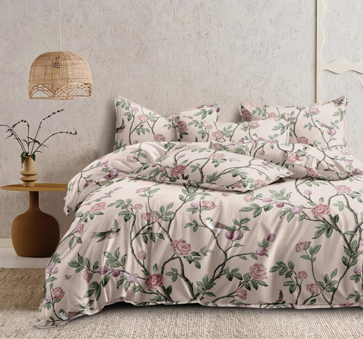 Printed Double Bedsheet For Super King Size With 2 Matching Pillow Covers - 108 X 108 Inches, Multicolor | 300 Thread Count Skin Friendly & Luxuriously Smooth To Touch Bedsheet