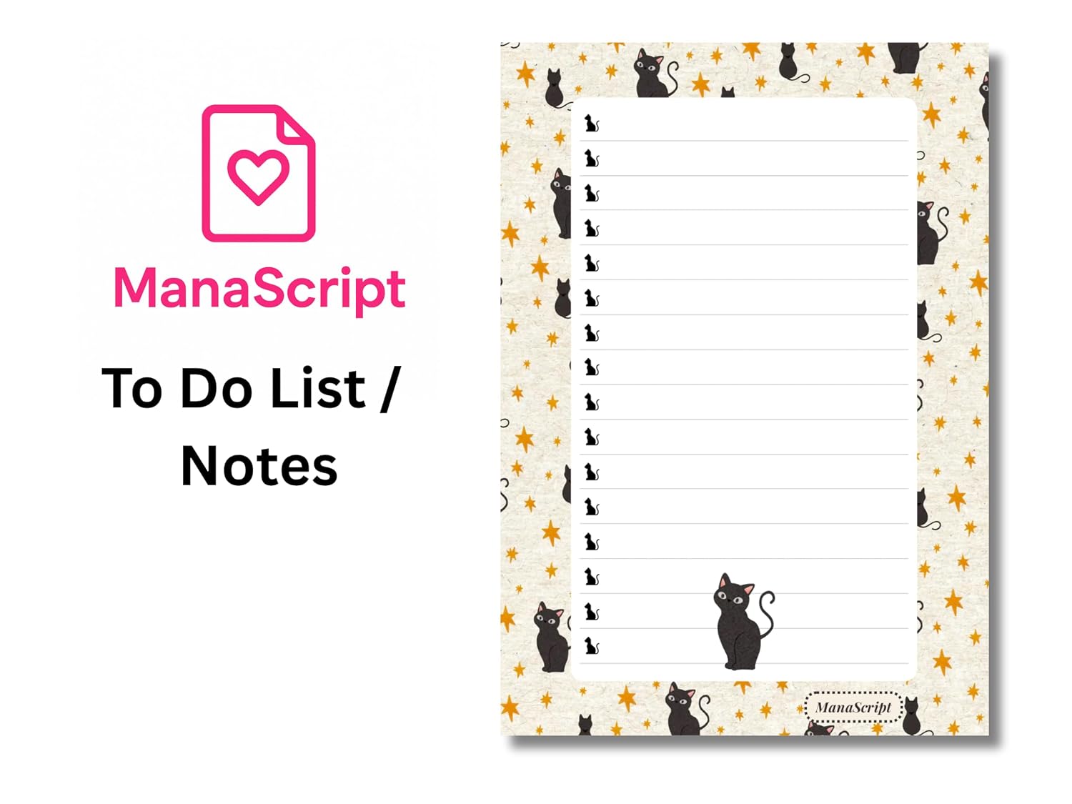 A5 Notes/To Do List Notepad, Beautiful Daily Checklist Pad, Tear-Off Sheets (Black Cat) Pack Of 1